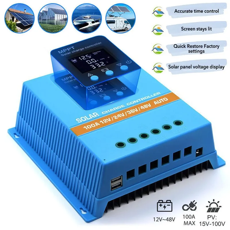 Аккумулятор 2X 4000W 100A MPPT Solar Charge Controller 12V/24V/36V/48V Battery P — фото лота 2
