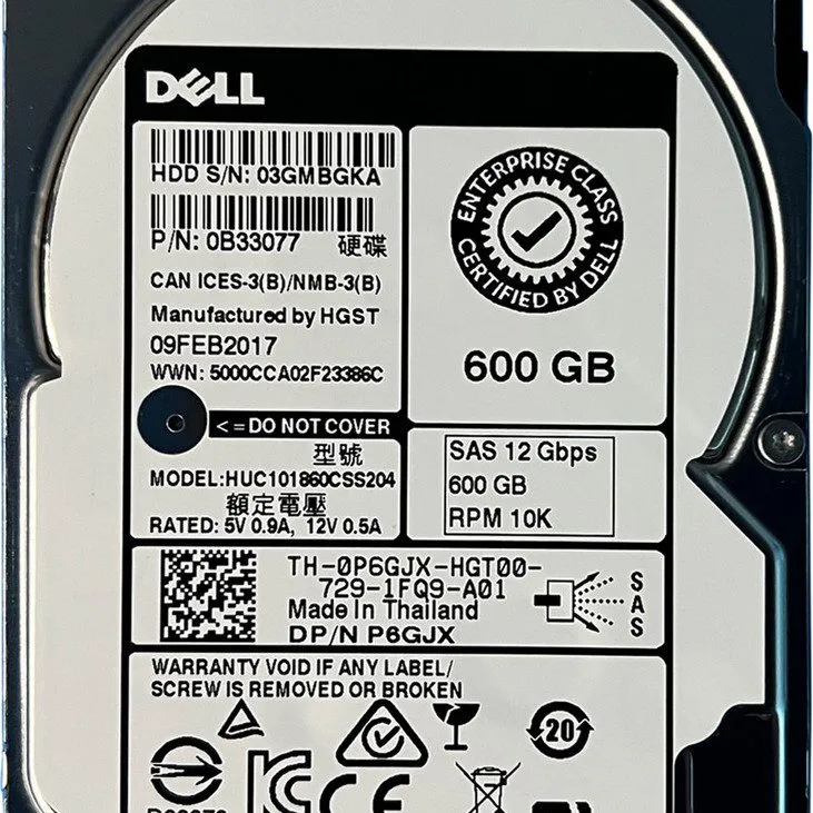 Жёсткий диск P6GJX DELL HGST 600GB 12G SAS 10K 2.5" HDD HARD DRIVE HUC101860CSS2