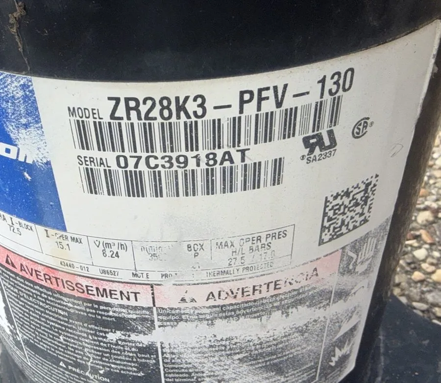 Компрессор Copeland 2.5 ton Scroll AC Compressor ZR28K3-PFV-130 1PH R-22 #C282