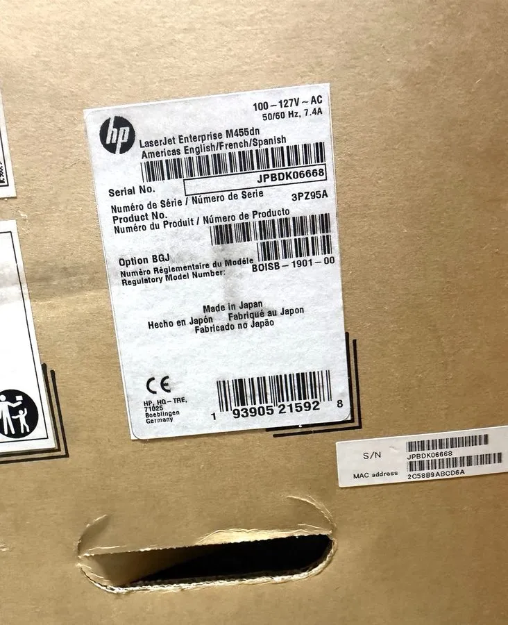 Лазерный принтер HP LaserJet Enterprise M455dn Desktop Color Laser Printer 3PZ95
