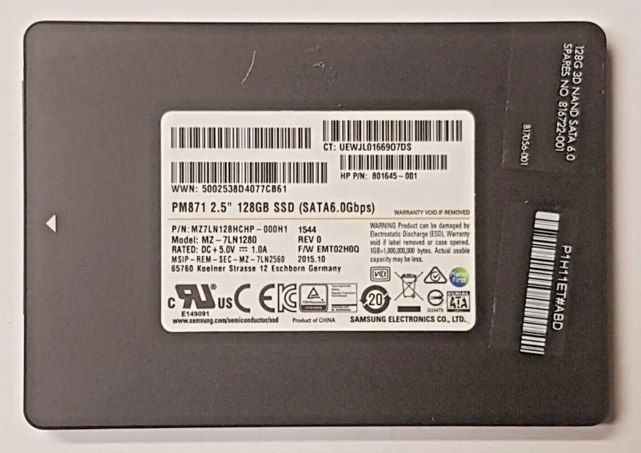 SSD-накопитель Samsung PM871 128GB 2.5" SATA 6Gb/s Solid State Drive SSD MZ-7LN1