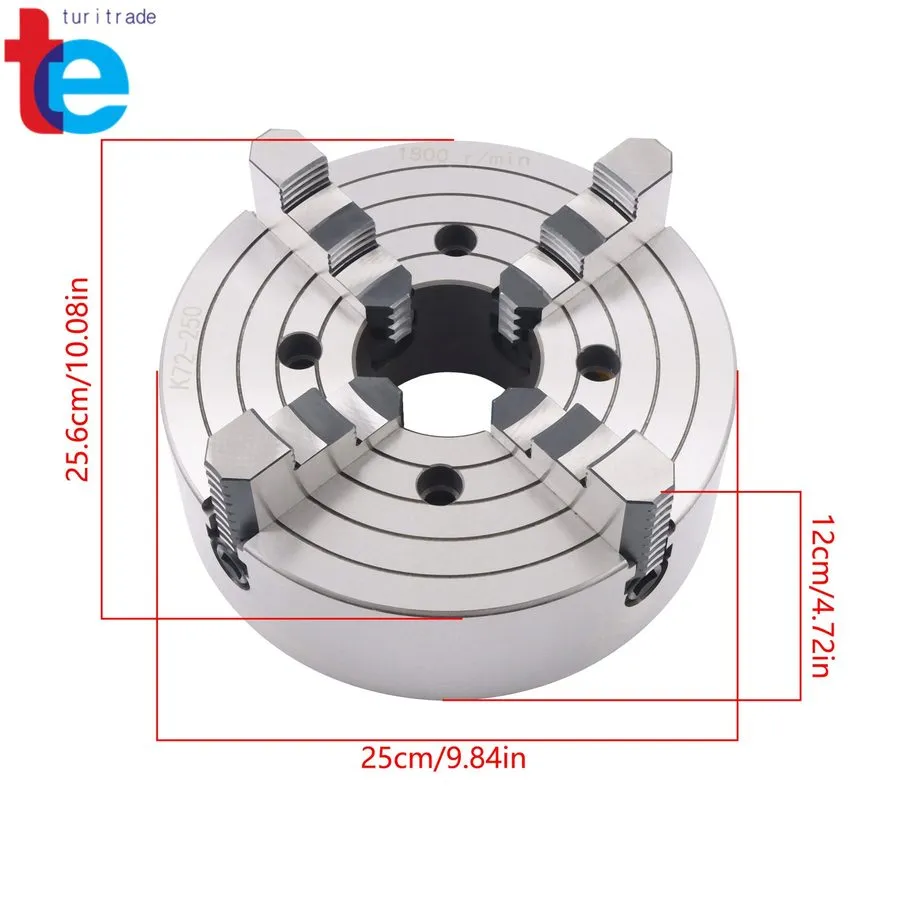 Режущий инструмент LABLT 10" K72-250 4-Jaw Lathe Chuck 0.6-9.84in Clamping Range