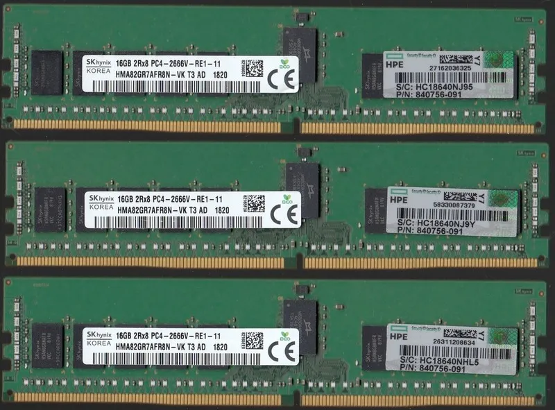Модуль памяти SK Hynix 16GB 2Rx8 PC4 DDR4 HPE Certified ECC Registered Memory RA