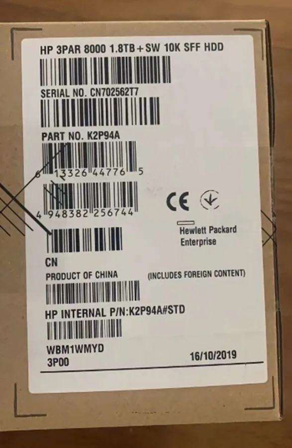 Жёсткий диск HPE 810760-001 1.8TB SAS 10K 12Gb/s K2P94A 3PAR StoreServ 8000 SFF