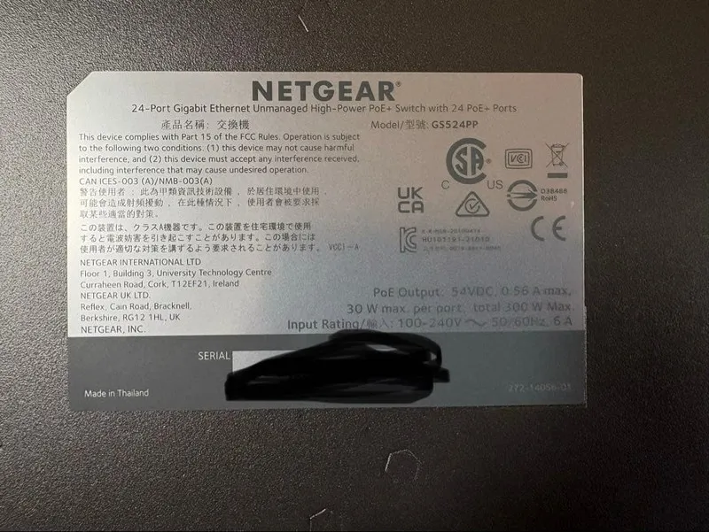 Коммутатор Netgear GS524PP 24-Port Ethernet Unmanaged High-Power PoE+ Switch 300