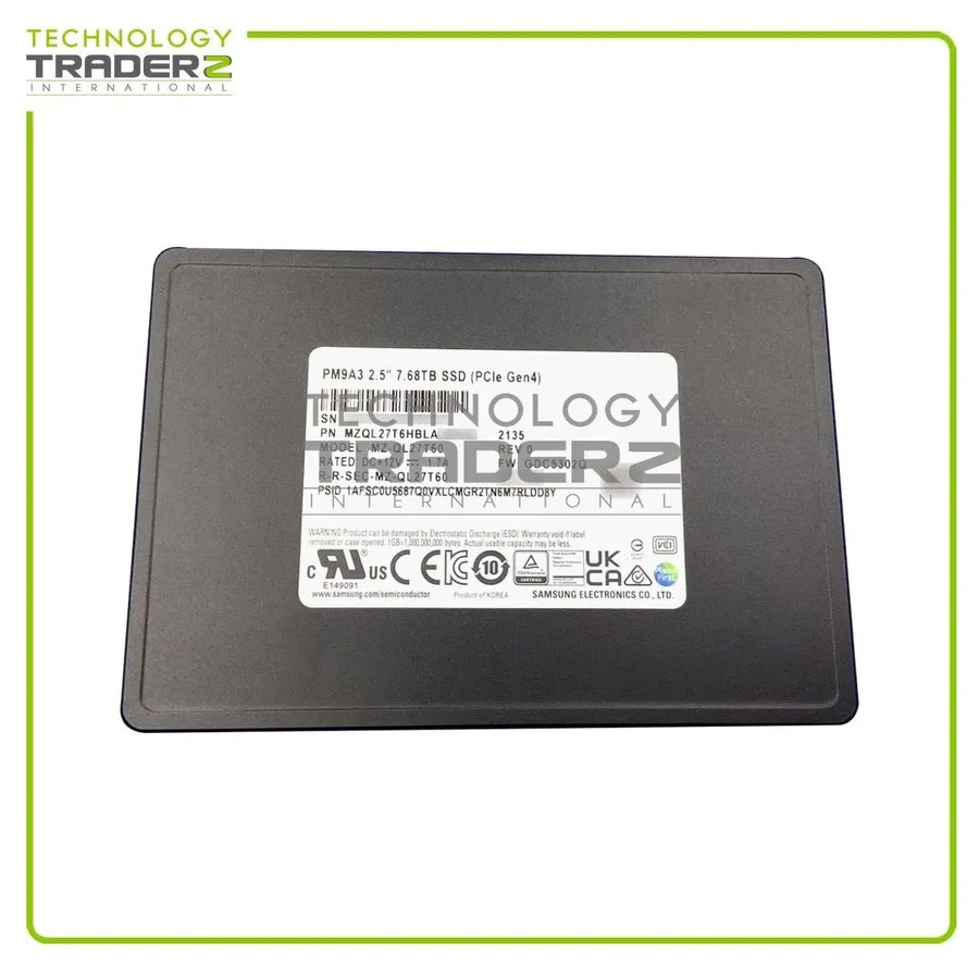 SSD-накопитель MZ-QL27T60 Samsung PM9A3 7.68TB PCIe Gen4 NVMe U.2 2.5'' SSD MZQL
