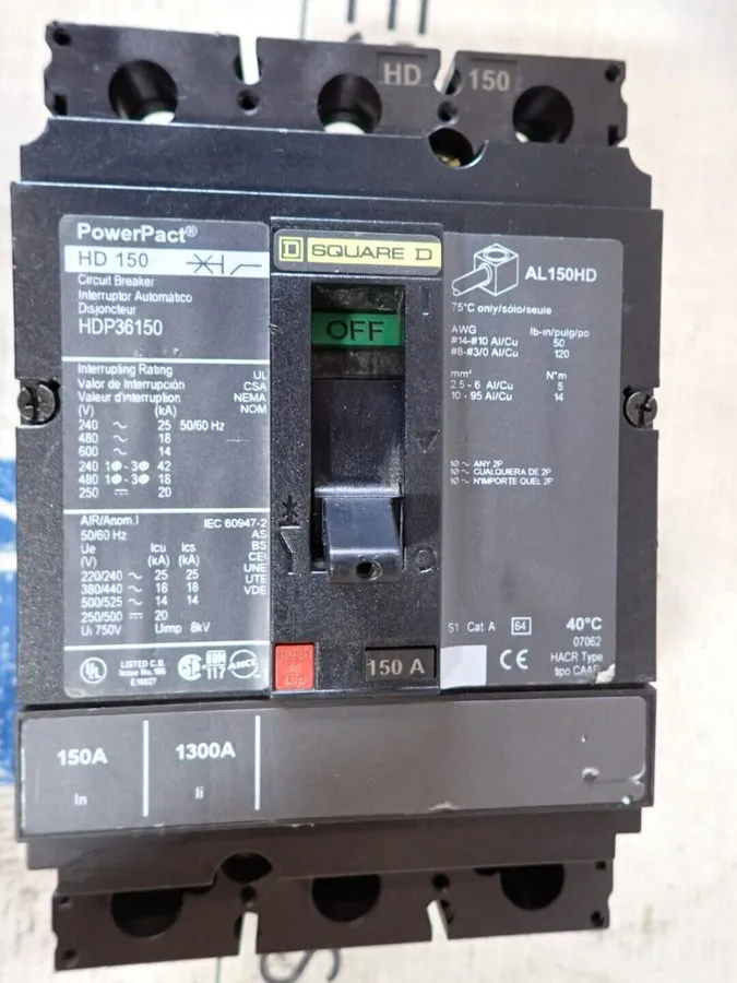 Автоматический выключатель Square D HDP36150 3 Pole 150 Amp 600V 18kA@480V Bolt 