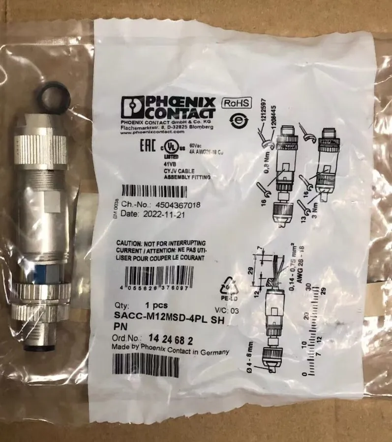 Датчик Phoenix Contact 1424682 connector SACC-M12MSD-4PL SH PN