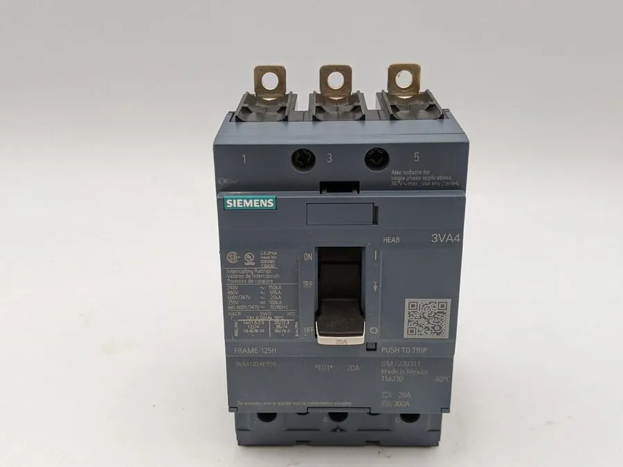 Автоматический выключатель SIEMENS 3VA4120-6ED34-0AA0 Molded Case Circuit Breake