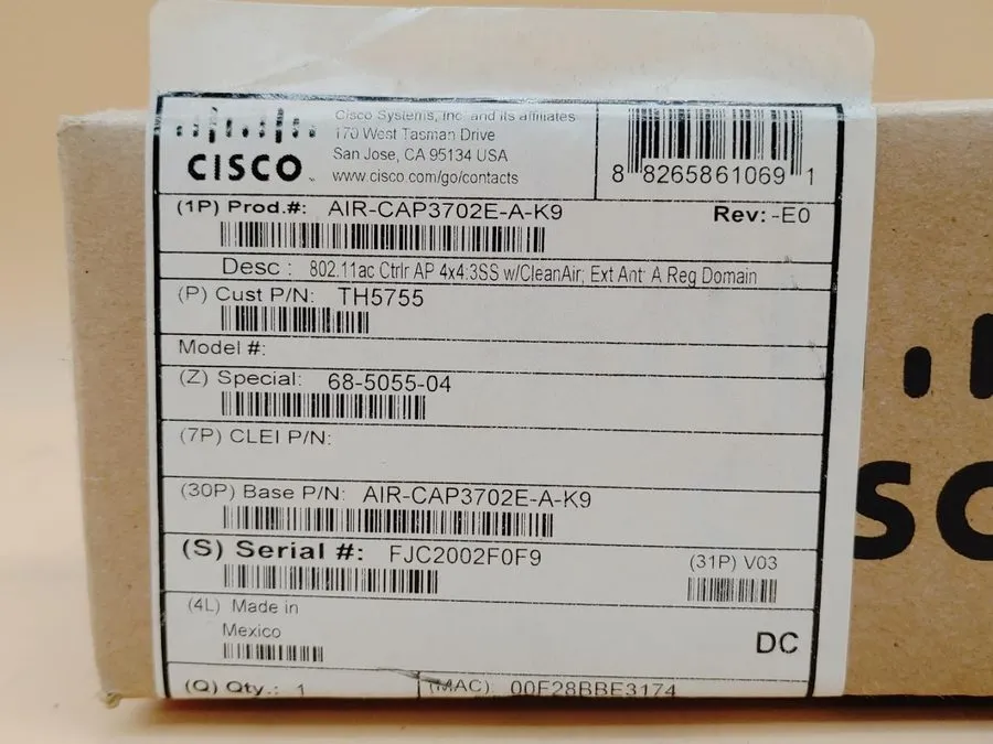 Точка доступа Wi-Fi CISCO AIR-CAP3702E-A-K9 AIRONET 802.11AC DUAL BAND WIRELESS 