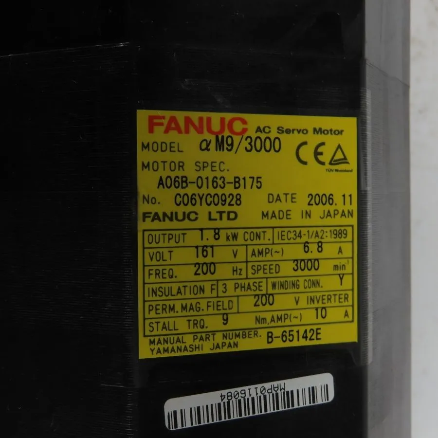 Серводвигатель REPAIRED FANUC A06B-0163-B175 AC SERVO MOTOR 1.8kW 3000RPM