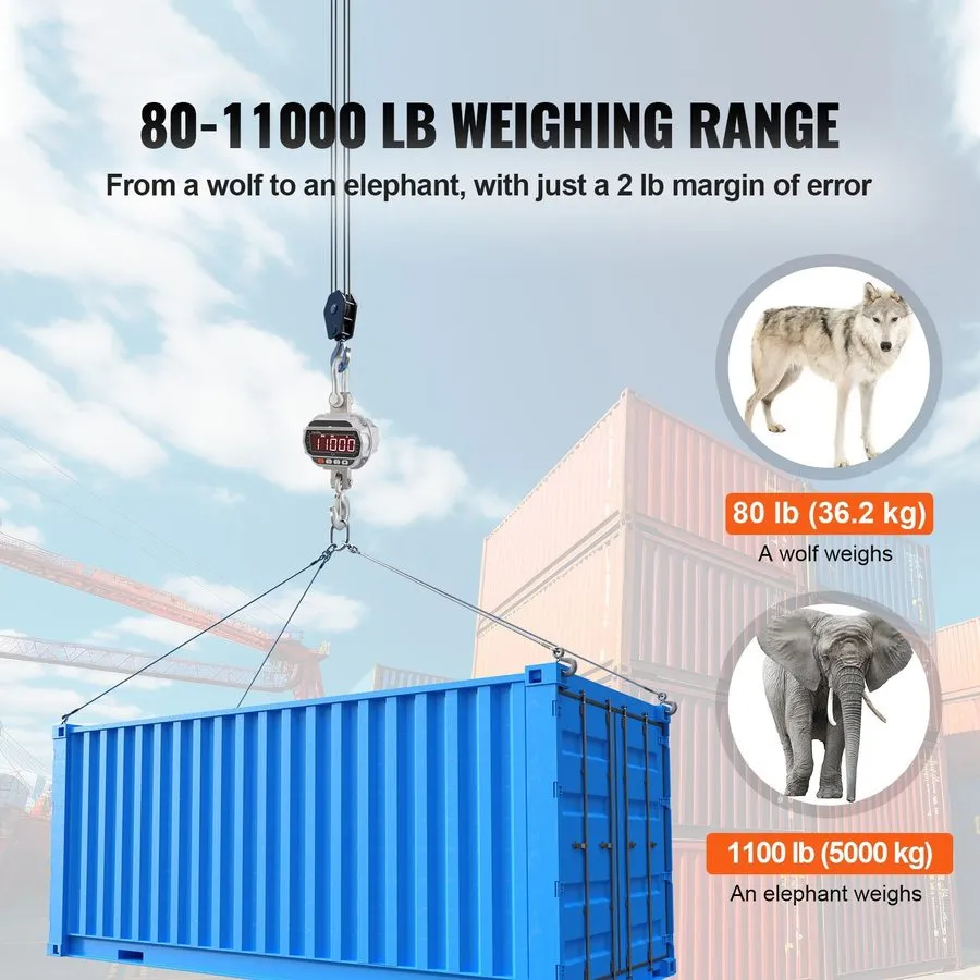 Весы Digital Crane Scale, 11000 lbs/5000 kg, Industrial Heavy Duty Hanging Scale
