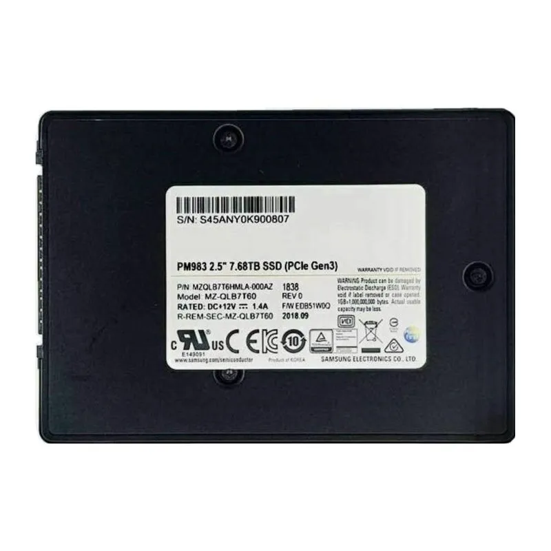 SSD-накопитель Samsung PM983 7.68TB SSD 2.5" NVMe PCIe Gen 3 U.2 MZQLB7T6HMLA-00 — фото лота 2