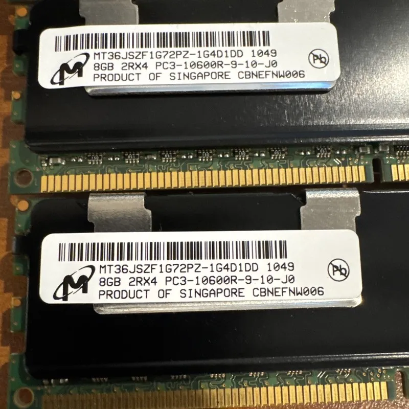 Модуль памяти 2x Micron 8GB 2Rx4 PC3-10600R ECC DIMM (MT36JSZF1G72PZ-1G4D1DD/HPE