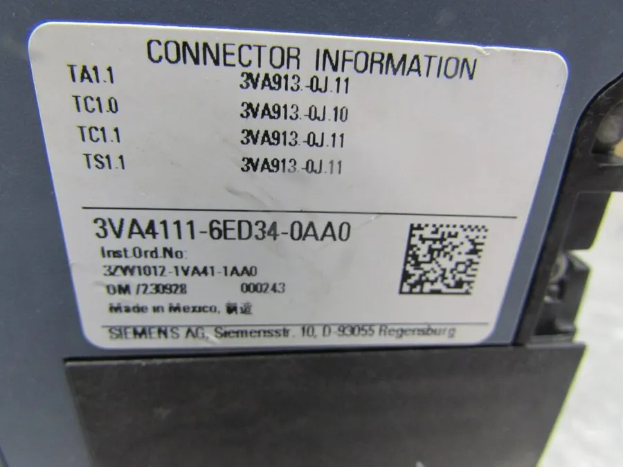 Автоматический выключатель SIEMENS 3VA4111-6ED34-0AA0 ,CIRCUIT BREAKER, 3P/110A 