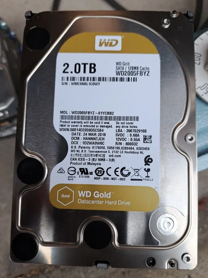 Жёсткий диск Western Digital Gold 2TB WD2005FBYZ 7200RPM 128MB SATA III 3.5" HDD