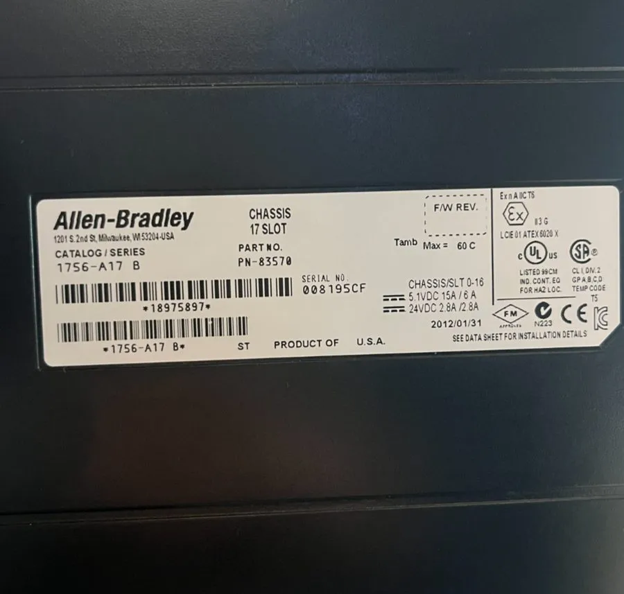 ПЛК ALLEN BRADLEY 1756-A17 ControlLogix PLC Chassis Rack 17 Slot 24VDC