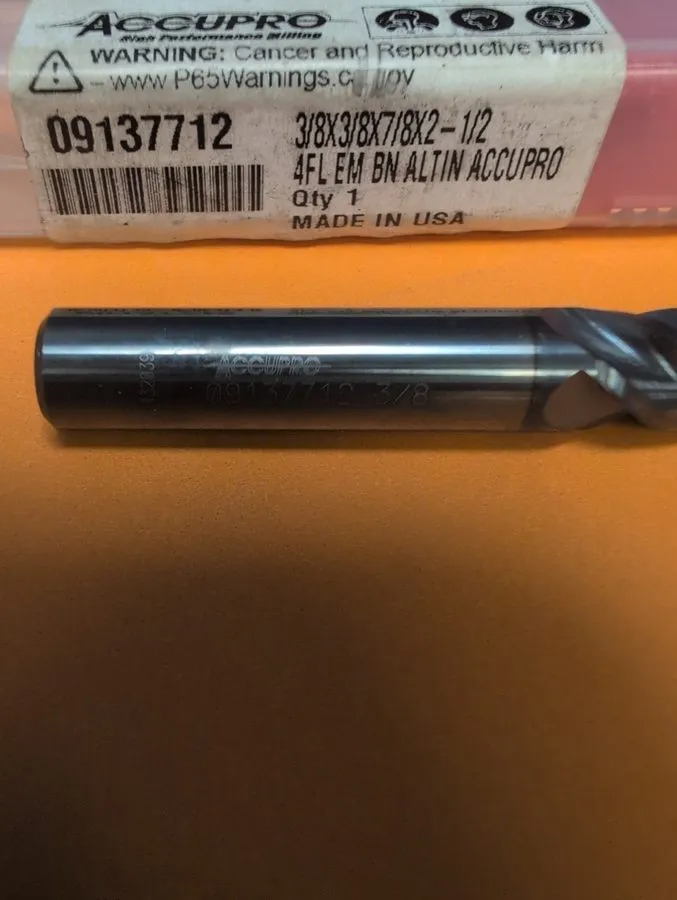 Режущий инструмент Accupro 3/8" 4FL Carbide Ball Nose End Mill 7/8" LOC AlTiN 09