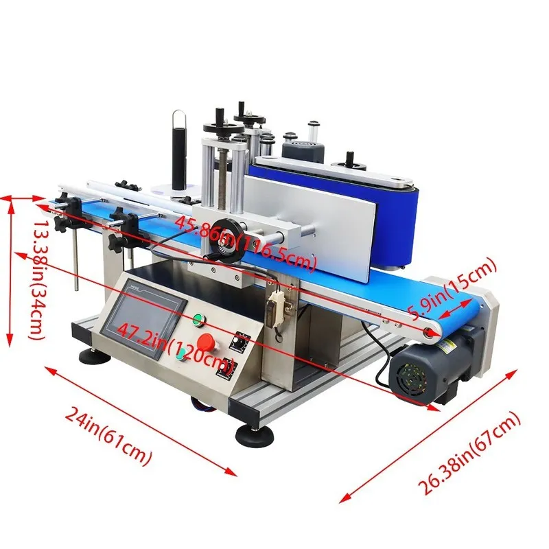 Конвейер 1.57-3.9in Automatic Round Bottle Labeling Machine w/ Conveyor Label Ap