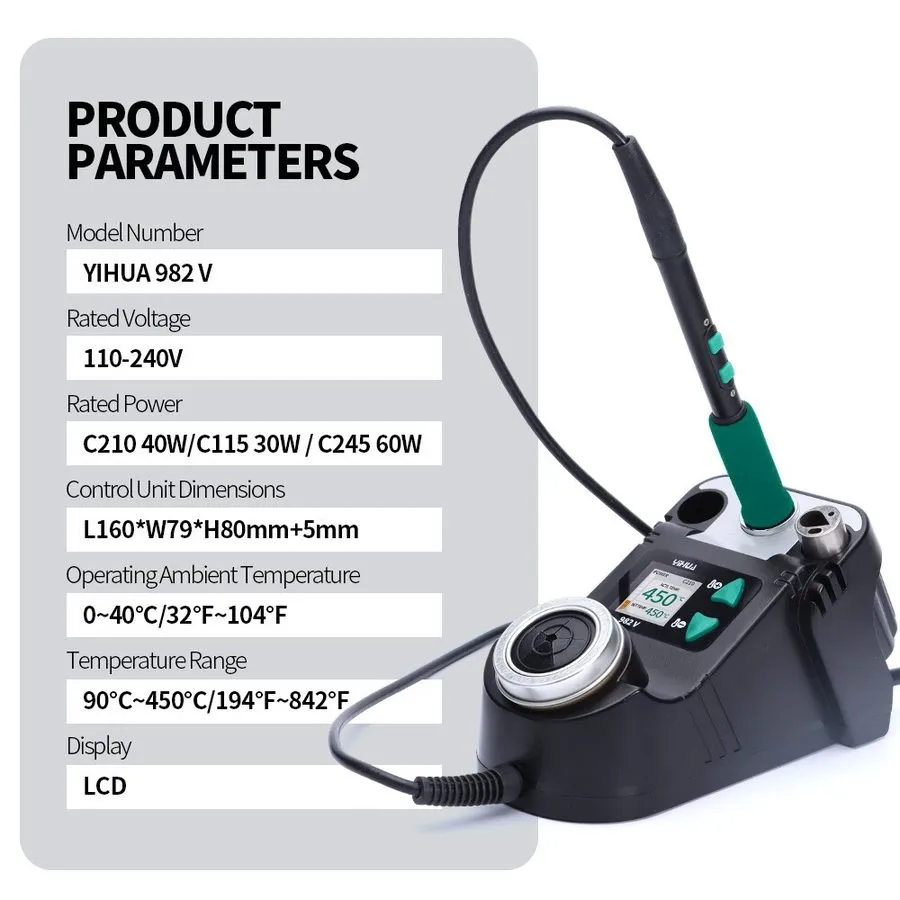 Паяльная станция YIHUA 982-V 60W Digital Soldering Station C210/C245 Tips Weldin