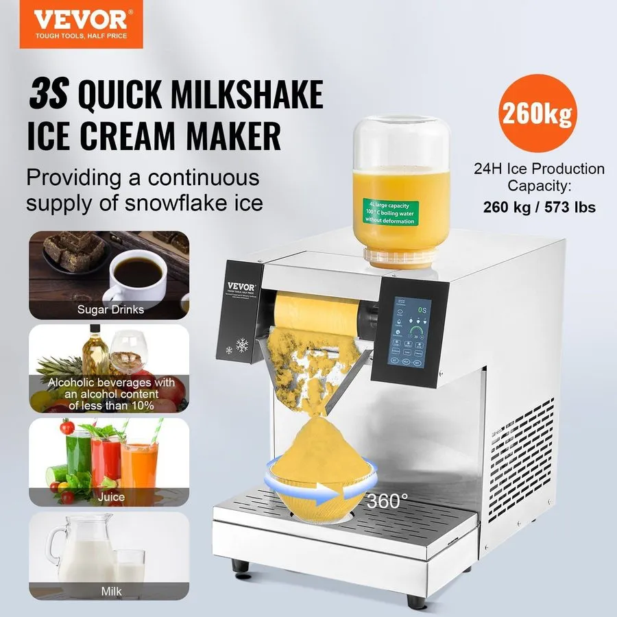 Оборудование для общепита Commercial Snowflake Ice Generator 573lb/24h Stainless — фото лота 1