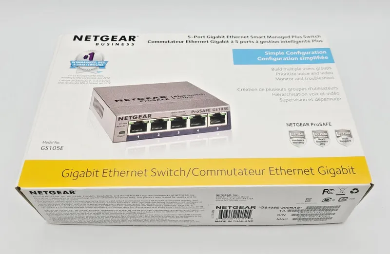 Коммутатор NETGEAR ProSAFE GS105E-200NAS 5 Port Gigabit Smart Managed Plus Switc