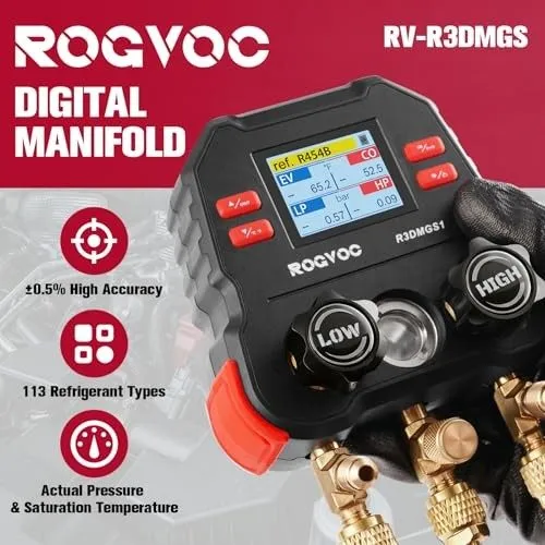 Манометрический коллектор HVAC Digital Manifold Gauge, 3-Way Portable R3DMGS(R13 — фото лота 2