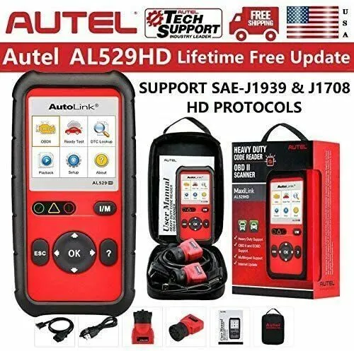 Диагностический сканер Autel AL529HD Auto Link Heavy Duty Truck Code er OBD2 Sca — фото лота 2