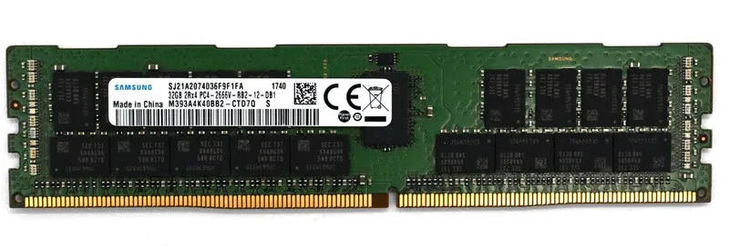 Модуль памяти SAMSUNG 32GB DDR4 2666 2Rx4 PC4-21300 M393A4K40BB2-CTD 288pin Serv — фото лота 1