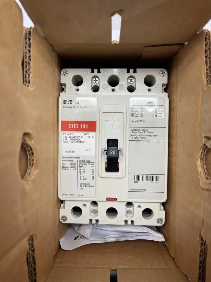 Автоматический выключатель Eaton Cutler-Hammer EHD3020L EHD 14k Series C 20A 480