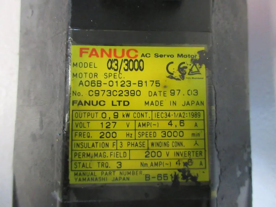 Серводвигатель Fanuc A06B-0123-B175 a3/3000 AC Servo Motor 127 V 0.9 kW A06B (VT