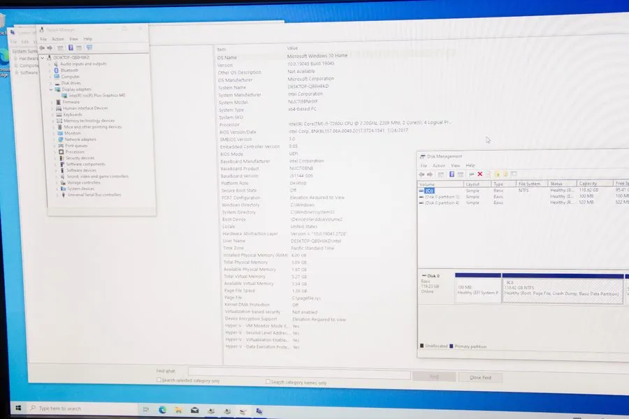 SSD-накопитель Intel NUC7i5BNHXF, Core i5-7260U, 4GB Ram, 128GB M.2 Sata SSD, Wi