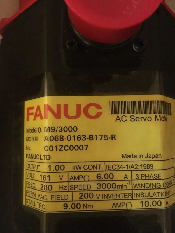 Серводвигатель FANUC AM9/3000 A06B-0163-B175-R AC SERVO MOTOR 1.0kW 161V 3000RPM