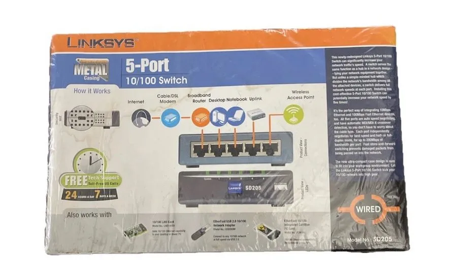 Коммутатор Linksys SD205 5-Port 10/100 Desktop Ethernet Switch Cisco Systems Ver