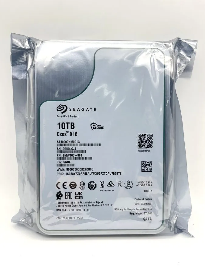 Жёсткий диск Seagate ST10000NM001G Exos X16 10TB 7.2K SATA 6Gbps 3.5" 256MB Cach