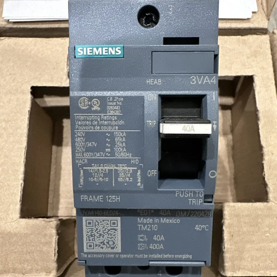 Автоматический выключатель Siemens 3VA4140-6ED24-0AA0 40 Amp 600Y/347V 2 Pole Ci — фото лота 2