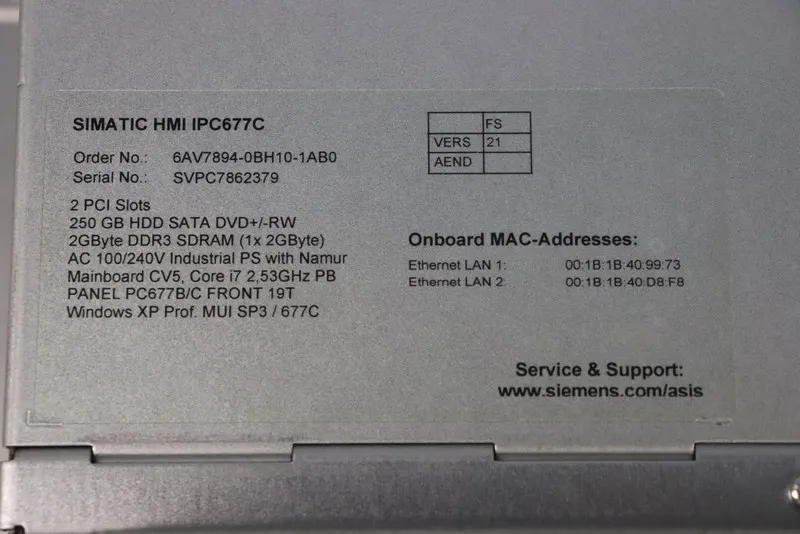 Промышленный компьютер Siemens SIMATIC HMI IPC677C Panel A5E02625806-K7 6AV7894-