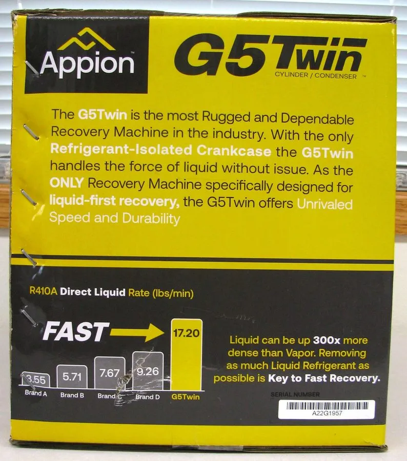 Станция обслуживания кондиционеров Appion G5TWIN Refrigerant Recovery Machine — фото лота 1