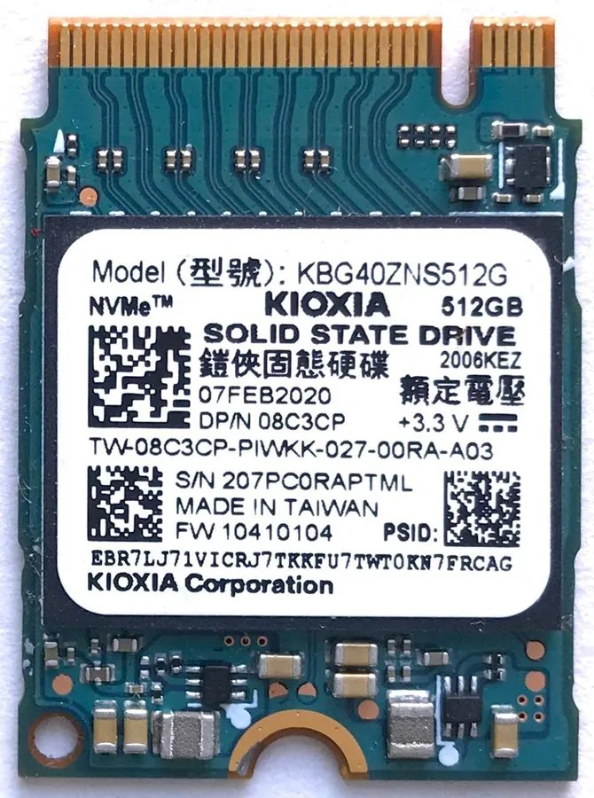 SSD-накопитель 512GB NVMe SSD M.2 2230 KIOXIA BG4 KBG40ZNS512G PCIe Gen3 Excelle