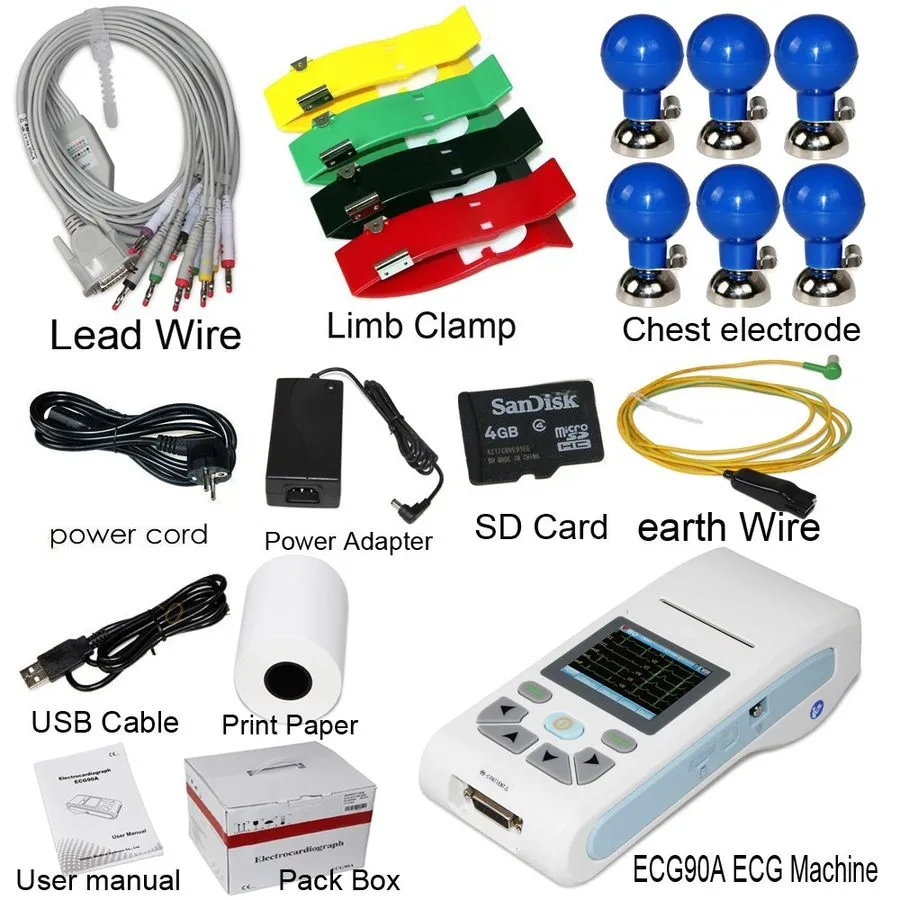Электрокардиограф ECG90A 12 Lead EKG Machine Single Channel Touch Screen w/ Prin — фото лота 1
