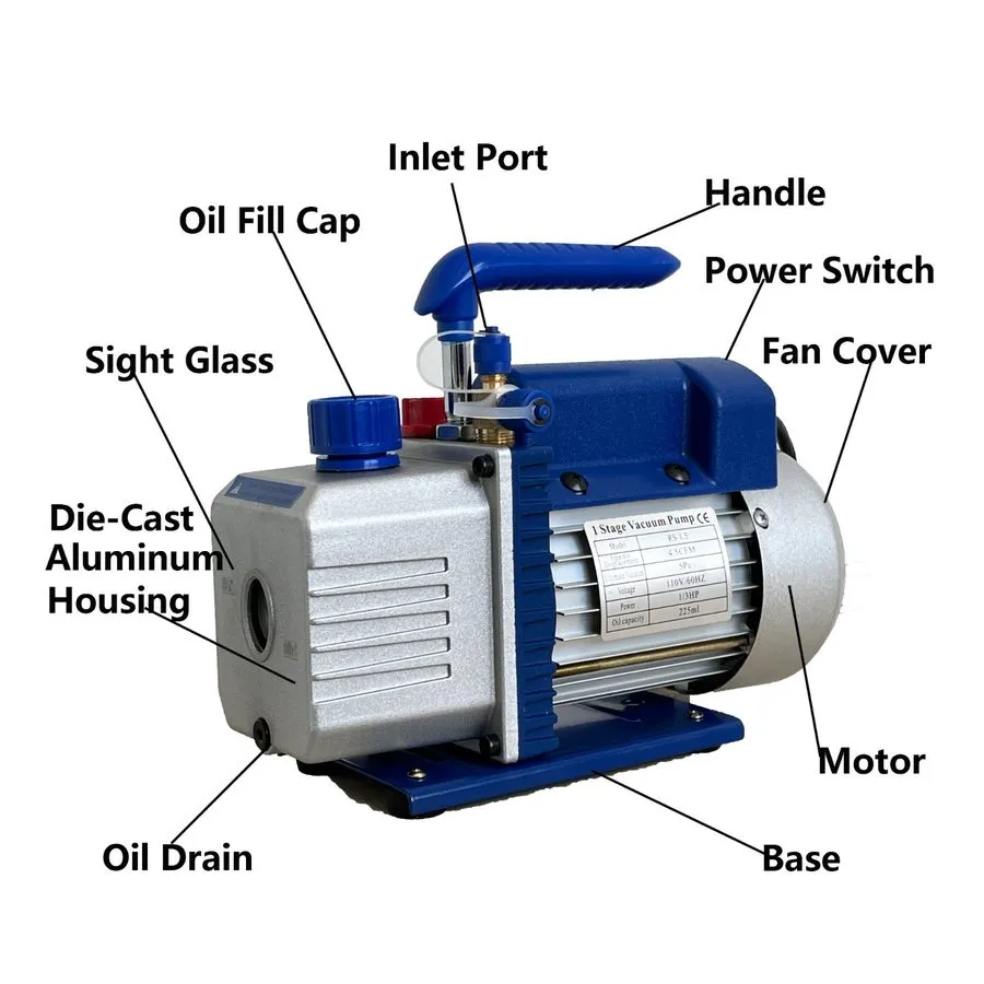 Насос 4.5 CFM Single-Stage Rotary Vacuum Pump HVAC/Auto AC 4.5CFM 1/3HP 1/4"ACME