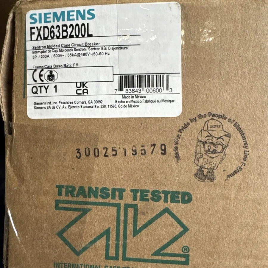 Автоматический выключатель SIEMENS FXD63B200L SENTRON MOLDED CASE CIRCUIT BREAKE