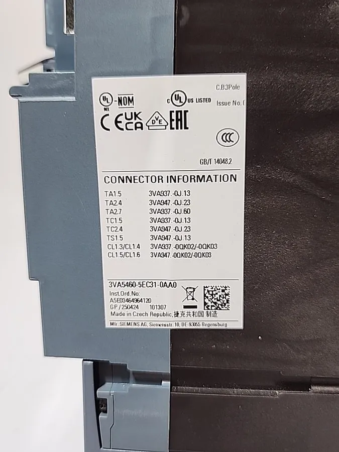 Автоматический выключатель SIEMENS 3VA5460-5EC31-0AA0 MOLDED CASE CIRCUIT BREAKE — фото лота 2