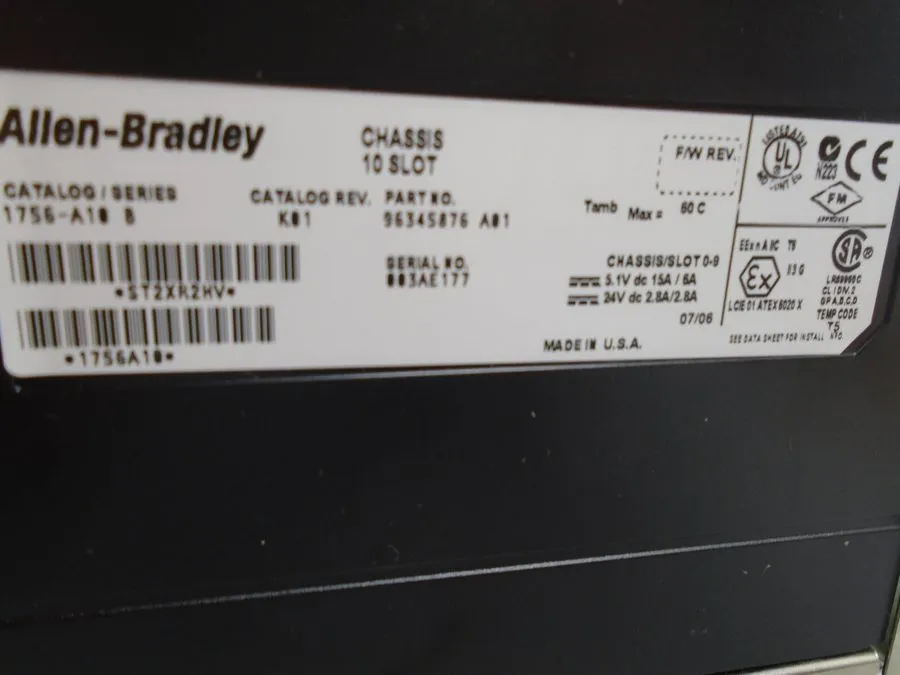 ПЛК Allen Bradley 1756-A10/B Controllogix PLC Chassis 1756A10 W43
