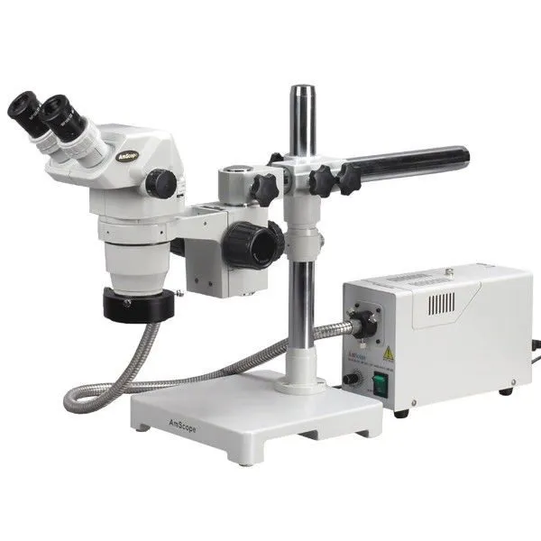 Микроскоп AmScope 6.7X-45X Trinocular Boom Stereo Microscope w/ Focusable Eyepie
