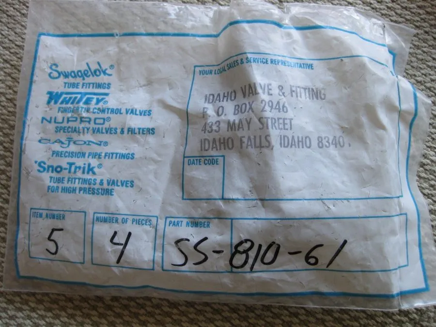Фитинг Swagelok SS-810-61 Tube Fitting, Bulkhead Union, 1/2 in. Tube OD