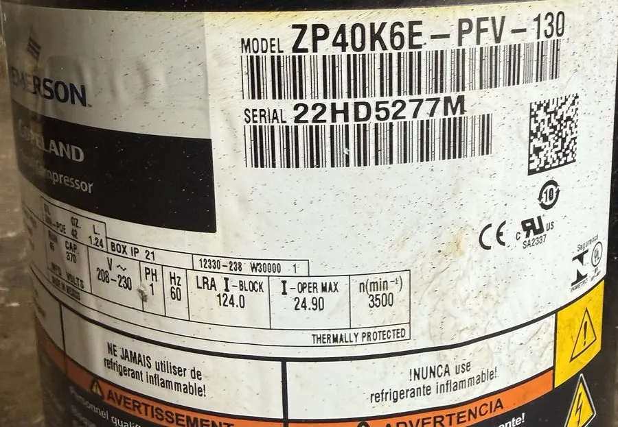 Компрессор Copeland ZP40K6E-PFV-130, Scroll compressor, 220V, R-410a, Single Pha
