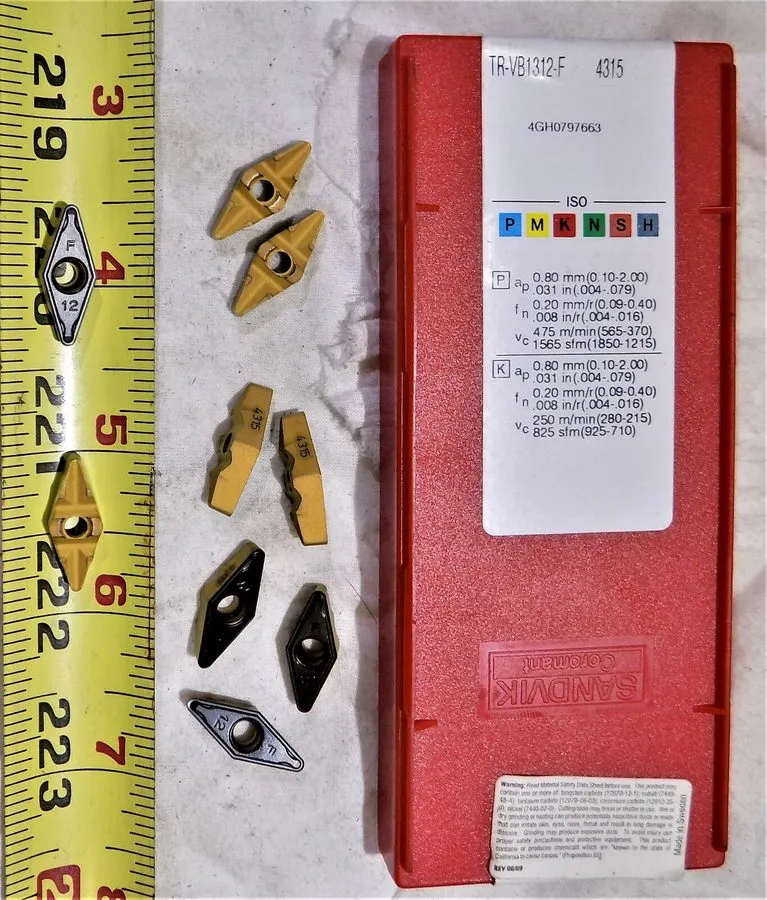 Режущий инструмент SANDVIK TR-VB1312-F Grade 4315 TiAIN Coat Carbide Indexable T — фото лота 1