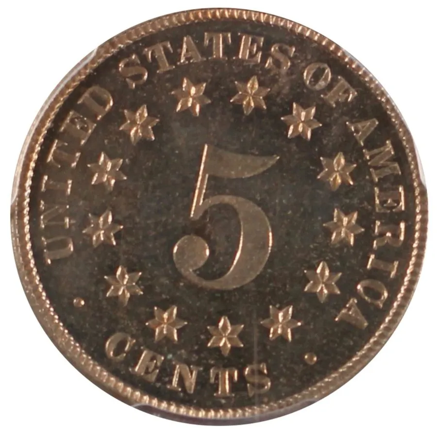 Лабораторный прибор 1882 5C Shield Nickel, Judd-1693, Pollock-1895, High R.7, PR — фото лота 1
