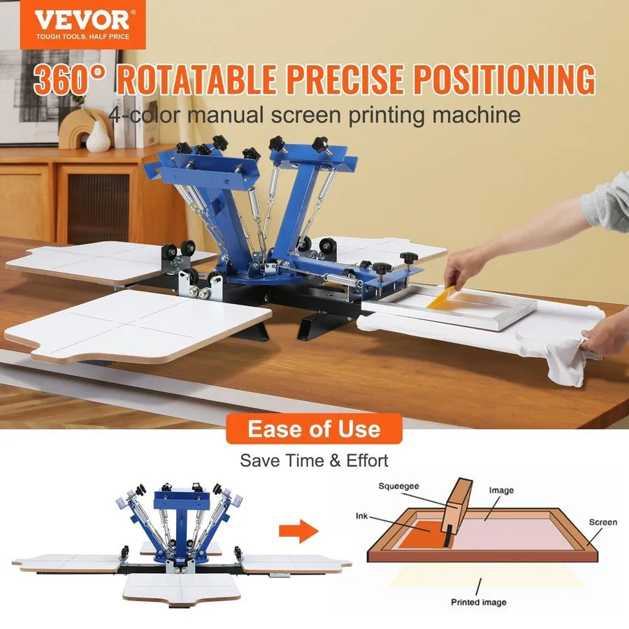 Магнитная мешалка 4-Station Rotary Screen Press 54x45cm Commercial Home Use Capa